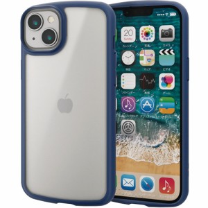 エレコム PM-A22BTSLFCSNV iPhone 14 Plus 用 ケース カバー ハイブリッド ストラップホール付 指紋防止 TOUGH SLIM ネイビー 