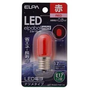 ELPA LDT1R-G-E17-G114 LED電球 「ナツメ形」(赤色・口金E17)  