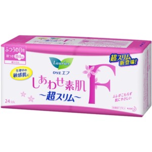 花王 ロリエ エフ しあわせ素肌超スリム ふつうの日用 羽つき 24コ入 【医薬部外品】