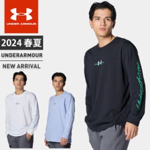 ☆ネコポス アンダーアーマー メンズ Tシャツ 長袖 丸首 ロンティー UA ヘビーウェイトコットン ロングスリーブ Tシャツ ルーズ ロゴ コ