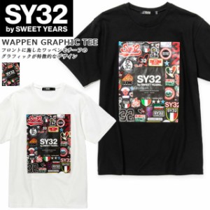 ☆ネコポス SY32 Tシャツ 半袖 by SWEET YEARS グラフィック カジュアル スウィートイヤーズ ストリート 11587 ブラック ホワイト 接触冷