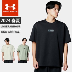 ネコポス アンダーアーマー メンズ Tシャツ 半袖 丸首 UA オーバーサイズ バック グラフィック ショートスリーブ ルーズ コットン 吸汗速