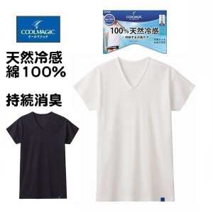 グンゼ 汗取り付き 短袖 V首 Ｔシャツ 半袖 インナー 下着 綿100％ 接触冷感 消臭加工 紳士 メンズ MCA512 肌着 春夏素材 クールマジック