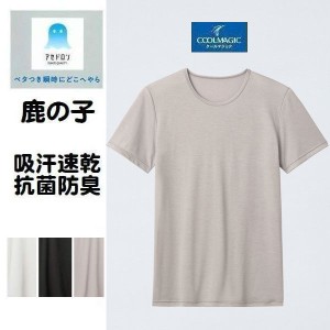 鹿の子 丸首 半袖 シャツ Tシャツ 肌着 アセドロン クルーネック 天竺 MCA713 インナー 下着 吸汗速乾 抗菌防臭 紳士 メンズ グンゼ クー