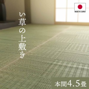 純国産 い草 カーペット 格子柄 本間4.5畳(約286×286cm）上敷き ラグ マット イ草 畳 和 モダン 市松模様 和f風 洋室 和室 リビング ダ