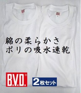 ＢＶＤ 2枚組 クルーネック シャツ インナー Ｔシャツ 吸水速乾 メンズ セット お買い得 紳士 肌着