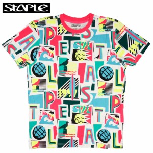 STAPLE ステイプルTシャツ 半袖 LETTERS AOP TEE 2105C6540 全面プリント 総柄 ネオンカラー ストリート メンズ レディース ファッション