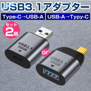 USB3.1 Type-C⇔USB-A変換アダプター 2個セット 10Gbps OTG 変換コネクタ Type-C USB 変換アダプタ Type-C→USB-A USB-A→Type-C タイプc