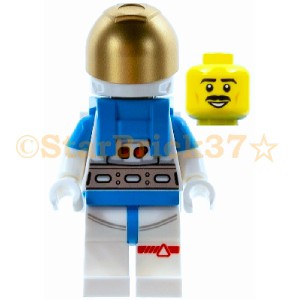 レゴ LEGO ミニフィグ シティ 人形：月面探査宇宙飛行士の男性-ホワイト/ダークアジュールスーツ(60350)