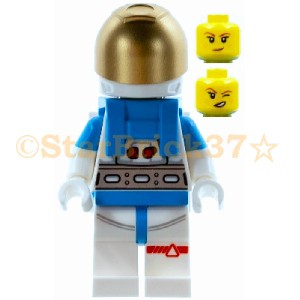 レゴ LEGO ミニフィグ シティ 人形：月面探査宇宙飛行士の女性-ホワイト/ダークアジュールスーツ(60350)