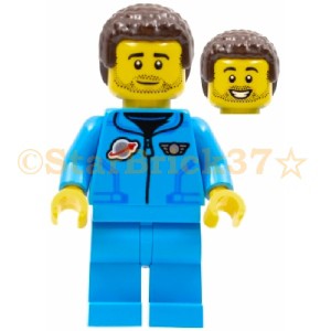 レゴ LEGO ミニフィグ シティ 人形：月面探査宇宙飛行士の男性-ダークアジュールクラシックスペースジャケット(60350)