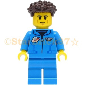 レゴ LEGO ミニフィグ シティ 人形：月面探査宇宙飛行士の男性-ダークアジュールクラシックスペースジャケット(60349)