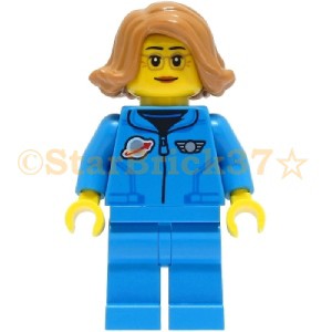 レゴ LEGO ミニフィグ シティ 人形：月面探査宇宙飛行士の女性-ダークアジュールクラシックスペースジャケット(60349)