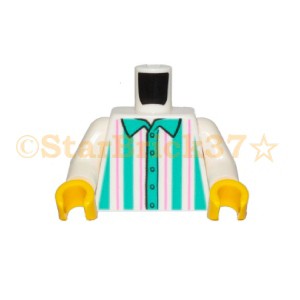 レゴ LEGO ミニフィグ パーツ 体 ボディ ばら売り #973pb3548c01 ミニフィグトルソー：ダークターコイズとピンクの縦縞模様柄