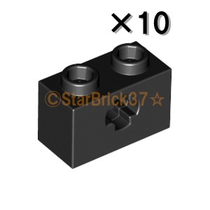 レゴ LEGO パーツ ばら売り テクニックブロック1×2(車軸穴有)：ブラック(10個セット)