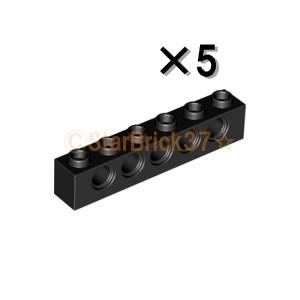 レゴ LEGO パーツ ばら売り テクニックブロック1×6(穴5つ)：ブラック(5個セット)