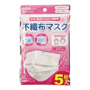 ノーブランド(NO BRAND)不織布マスク 小さめサイズ 5枚入り 226329(Lady’s、Jr)