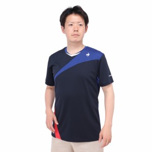 ルコックスポルティフ(lecoqsportif)テニスウェア 素材切替ゲームシャツ QTMXJA04 NV 速乾(Men’s)