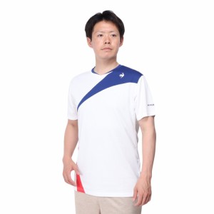 ルコックスポルティフ(lecoqsportif)テニスウェア 素材切替ゲームシャツ QTMXJA04 WH 速乾(Men’s)