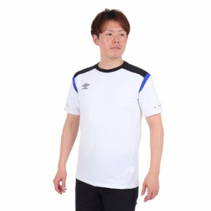 アンブロ(UMBRO)サッカーウェア UVカット 半袖プラクティスシャツ UUUVJA55 WHT 速乾(Men’s)