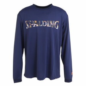 スポルディング(SPALDING)バスケットボールウェア 長袖Tシャツ ボールプリントNV SMT23212NV 速乾 UVカ…