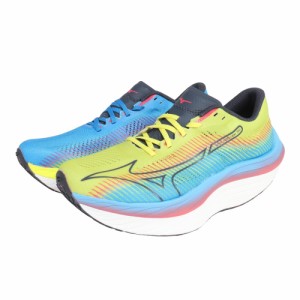 ミズノ(MIZUNO)ランニングシューズ ウエーブリベリオンプロ イエロー ブルー  J1GC231751 スニーカー トレー…