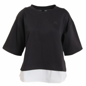 アディダス(adidas)半袖シャツ レディース ルーズフィット レイヤードTシャツ DRK60-HY4618(Lady’s)