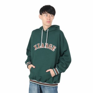 エクストララージ(XLARGE)STRIPED RIB スウェットフーディー 101234012006-GREEN(Men’s)