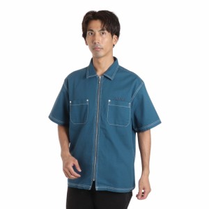 エクストララージ(XLARGE)半袖シャツ メンズ ジップアップ 半袖ワークシャツ 101232014001-BLUE(Men…