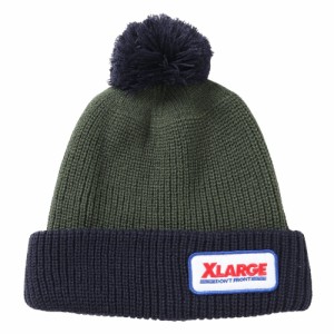 エクストララージ(XLARGE)POMPOM バイカラー ニットキャップ 101234051010-GREEN(Men’s)