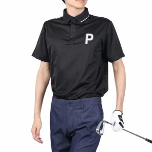 プーマ(PUMA)ゴルフウェア ストレッチ カノコ Pロゴ クレリック 半袖 ポロシャツ 627602-01(Men’s)