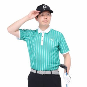 プーマ(PUMA)ゴルフウェア ストレッチ カノコ ストライプ AOP 半袖ポロシャツ 627604-03(Men’s)