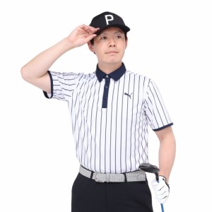 プーマ(PUMA)ゴルフウェア ストレッチ カノコ ストライプ AOP 半袖ポロシャツ 627604-04(Men’s)