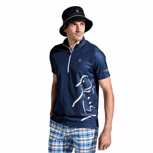 マンシングウエア(MUNSING WEAR)ゴルフウェア MOTION3Dパネルジャカードハーフジップ半袖シャツ MGMXJA…