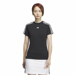 アディダス(adidas)ゴルフウェア 半袖 吸汗速乾 3ストライプス メッシュベントモック IKK64-IK9832BK(L…