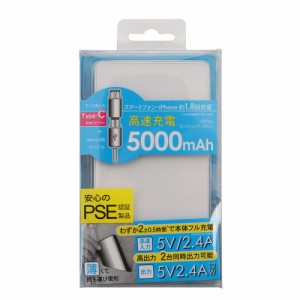 リーダーメディアテクノ(Leder Media Techno)モバイルバッテリー 5000mAh L-M5C-W(Men’s、…