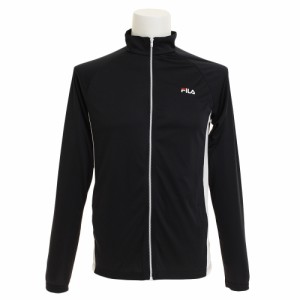 フィラ(FILA)ラッシュガード 配色スタンド フロントジップ 長袖 426-288-BK ブラック 水陸両用 UVカット 紫…