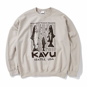 カブー(KAVU)サーモン スウェット 長袖 19821730 SND サンドベージュ ビッグプリント(Men’s)