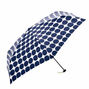 ハス(HUS)雨具 カーボンイースリム 55 折りたたみ傘 55612 ネイビー 水玉 花見 晴雨兼用 日傘 遮光 軽量(Me…