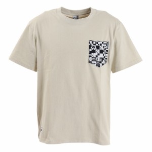 チャムス(CHUMS)半袖Tシャツ 米織小紋柄 ポケット CH01-2259-G057 ベージュ(Men’s)