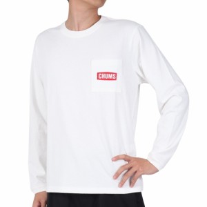 チャムス(CHUMS)長袖Tシャツ ロンT チャムスロゴポケットブラッシュド 長袖Tシャツ CH01-2306-W001 ホワ…