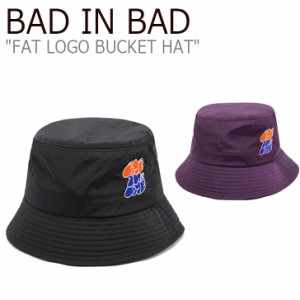 バッドインバッド バケットハット BAD IN BAD FAT LOGO BUCKET HAT ファット ロゴ バケット ハット PURPLE BLACK 21BASPEHTU001BK/DP ACC