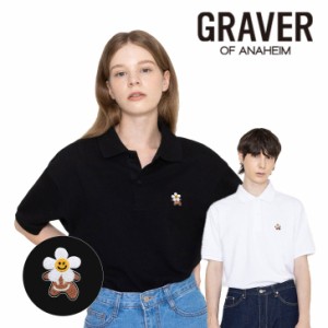 グレーバー ポロシャツ GRAVER 正規販売店 HEAD FLOWER BEAR SMILE EMBROIDERY PK 全2色 G(M)-PK22-15-WE/BK 半袖 ウェア