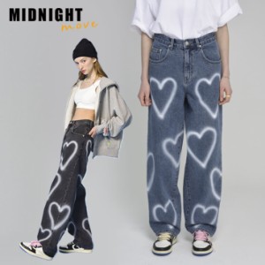 ミッドナイトムーブ 正規販売店 パンツ MIDNIGHT MOVE heart denim pants ハート デニムパンツ 全2色 s26/s25 ウェア