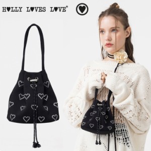 HOLLY LOVES LOVE 巾着バッグ ホリー ラブズ ラブ 正規販売店 HEART MINI BAG ハート ミニバッグ Black Cubic ブラック キュービック バ