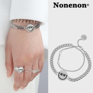 ノンノン ブレスレット Nonenon BLACK SMILE BRC ブラック スマイル ブレス SILVER シルバー 韓国アクセサリー 297874 ACC