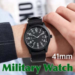 ●送料無料・新品● ミリタリーウォッチ 黒ベゼル×黒 NATOベルト 腕時計 41mm クォーツ セイコームーブメント搭載 サバゲー