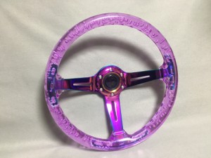 ◆国内在庫・新品・即納◆ バブル ステアリングホイール パープル × ネオクローム 350mm/14インチ USDM MOMOピッチ ABS Avennue NRG Roy