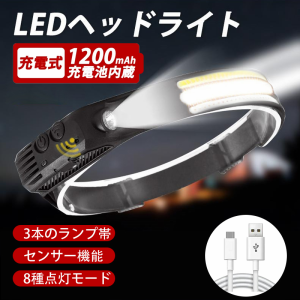 ledヘッド ライト ヘッド ランプ ライト 点灯 USB-C充電式 センサー機能 8種点灯モード 230°700ルーメン 広角照明 SOS点滅 最強 高輝度 
