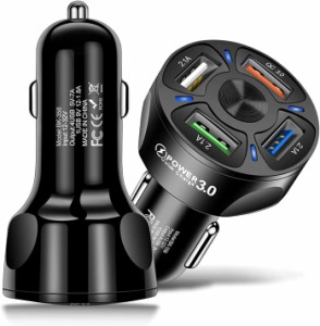 送料240円 シガーソケット usb カーチャージャーQC3.0急速充電 高速 4ポート 12V/24V Quick Charge 車載充電器 スマホ充電器 iPhone Andr